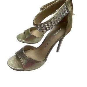 Chinese Laundry Heels Gold Diamond Look strap